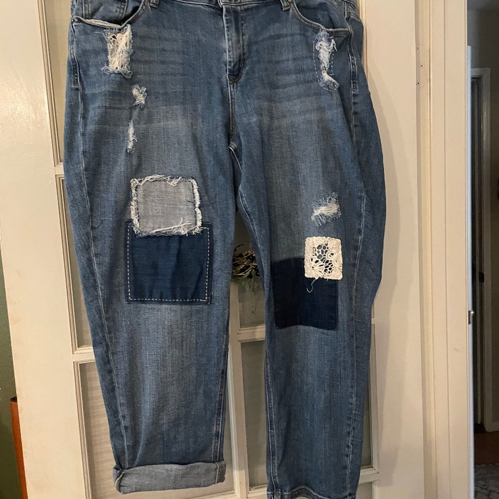Lane Bryant Lace & Patch Jeans
